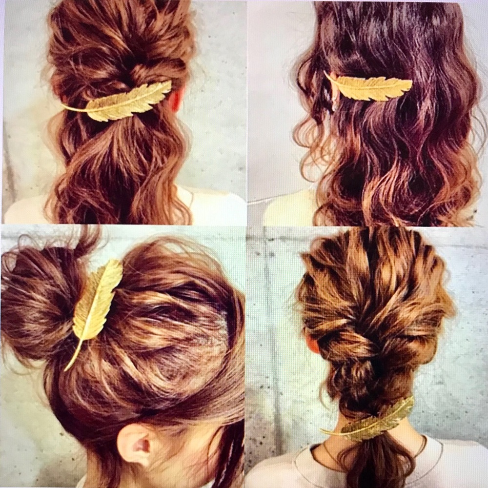 Gold Feather Barrette